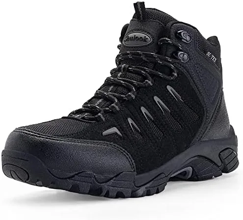 shulook mens waterproof hiking boots non slip lightweight mid top ankle boot breathable hiker trekking shoes