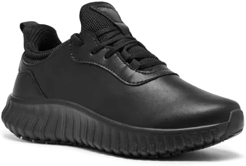 shulook non slip work shoes for women food service kitchen restaurant black